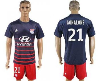 Lyon #21 Gonalons Away Soccer Club Jersey