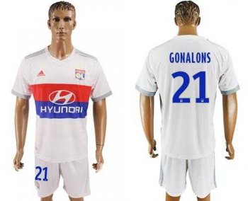 Lyon #21 Gonalons Home Soccer Club Jersey