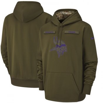 Men's Nike Minnesota Vikings Olive Salute to Service Sideline Therma Performance Pullover Hoodie