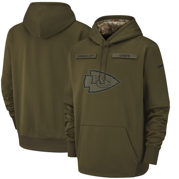 Men's Nike Kansas City Chiefs Olive Salute to Service Sideline Therma Performance Pullover Hoodie