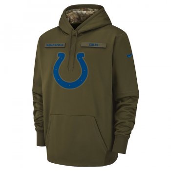 Men's Nike Indianapolis Colts Olive Salute to Service Sideline Therma Performance Pullover Hoodie