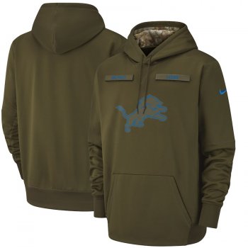 Men's Nike Detroit Lions Olive Salute to Service Sideline Therma Performance Pullover Hoodie