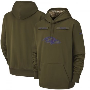 Men's Nike Baltimore Ravens Olive Salute to Service Sideline Therma Performance Pullover Hoodie