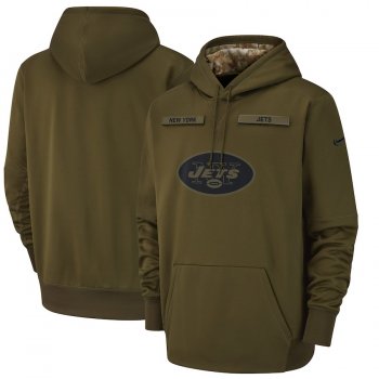 Men's Nike New York Jets Olive Salute to Service Sideline Therma Performance Pullover Hoodie