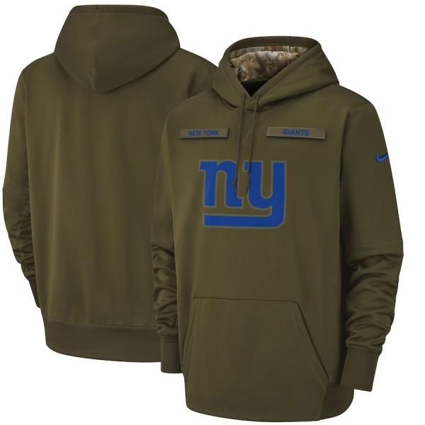 Men's Nike New York Giants Olive Salute to Service Sideline Therma Performance Pullover Hoodie