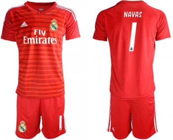 Real Madrid #1 Navas Red Goalkeeper Soccer Club Jersey