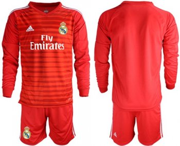 Real Madrid Blank Red Goalkeeper Long Sleeves Soccer Club Jersey