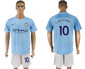 Manchester City #10 Kun Aguero Home Soccer Club Jersey