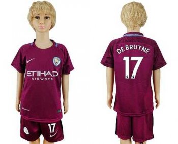 Manchester City #17 De Bruyne Away Kid Soccer Club Jersey