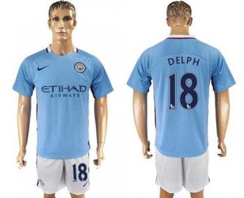 Manchester City #18 Delph Home Soccer Club Jersey