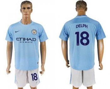 Manchester City #18 Delph Home Soccer Club Jersey