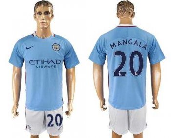 Manchester City #20 Mangala Home Soccer Club Jersey