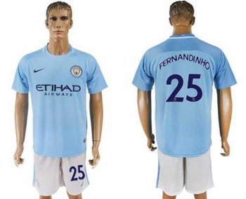 Manchester City #25 Fernandinho Home Soccer Club Jersey