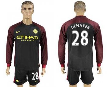 Manchester City #28 Denayer Away Long Sleeves Soccer Club Jersey