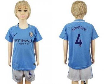 Manchester City #4 Kompany Home Kid Soccer Club Jersey