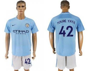 Manchester City #42 Toure Yaya Home Soccer Club Jersey