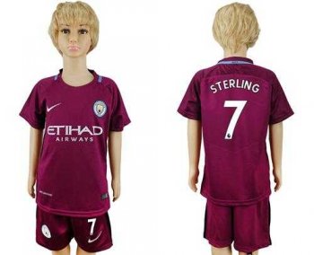 Manchester City #7 Sterling Away Kid Soccer Club Jersey