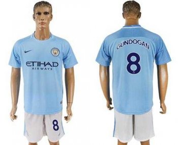 Manchester City #8 Gundogan Home Soccer Club Jersey