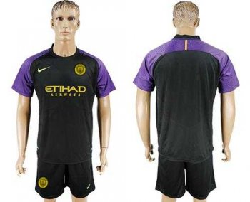 Manchester City Blank Black Goalkeeper Soccer Club Jersey