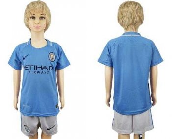 Manchester City Blank Home Kid Soccer Club Jersey