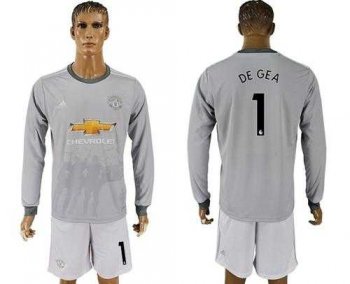 Manchester United #1 De Gea Sec Away Long Sleeves Soccer Club Jersey