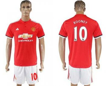 Manchester United #10 Rooney Red Home Soccer Club Jersey