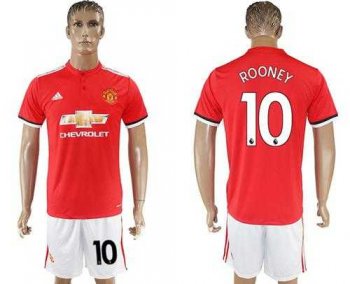 Manchester United #10 Rooney Red Home Soccer Club Jersey