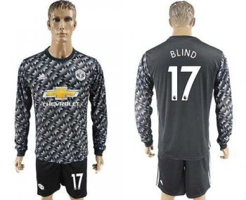 Manchester United #17 Blind Black Long Sleeves Soccer Club Jersey