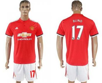 Manchester United #17 Blind Red Home Soccer Club Jersey