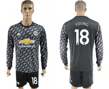 Manchester United #18 Young Black Long Sleeves Soccer Club Jersey