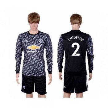 Manchester United #2 Lindelof Black Long Sleeves Soccer Club Jersey