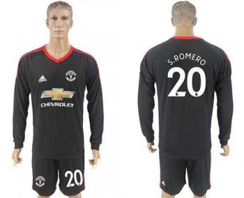 Manchester United #20 S.Romero Black Goalkeeper Long Sleeves Soccer Club Jersey