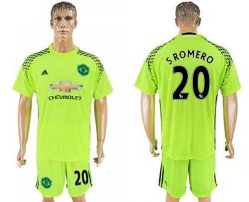 Manchester United #20 S.Romero Shiny Green Goalkeeper Soccer Club Jersey