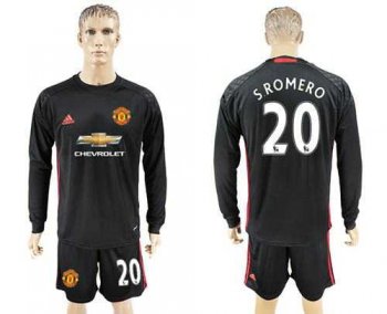 Manchester United #20 Sromero Black Goalkeeper Long Sleeves Soccer Club Jersey