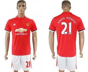 Manchester United #21 Ander Herrera Red Home Soccer Club Jersey