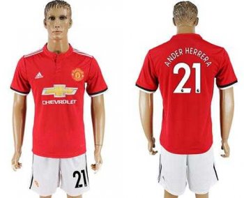 Manchester United #21 Ander Herrera Red Home Soccer Club Jersey