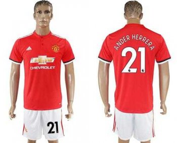 Manchester United #21 Ander Herrera Red Home Soccer Club Jersey