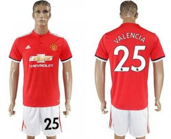 Manchester United #25 Valencia Red Home Soccer Club Jersey