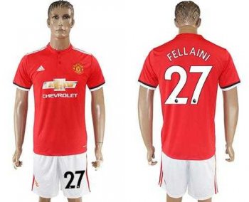 Manchester United #27 Fellaini Red Home Soccer Club Jersey