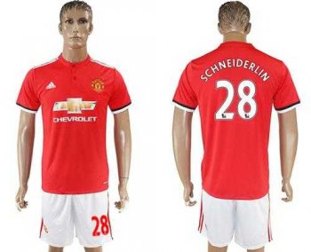 Manchester United #28 Schneiderlin Red Home Soccer Club Jersey