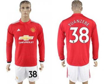 Manchester United #38 Tuanzebe Red Home Long Sleeves Soccer Club Jersey