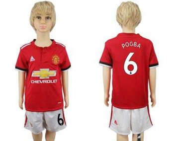 Manchester United #6 Pogba Home Kid Soccer Club Jersey