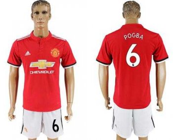 Manchester United #6 Pogba Red Home Soccer Club Jersey