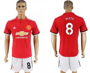 Manchester United #8 Mata Red Home Soccer Club Jersey