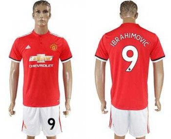 Manchester United #9 Ibrahimovic Red Home Soccer Club Jersey