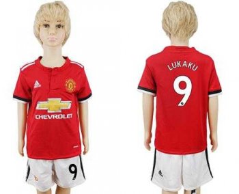 Manchester United #9 Lukaku Home Kid Soccer Club Jersey