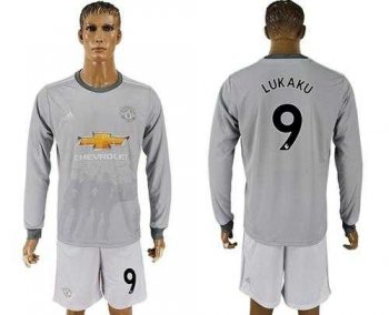 Manchester United #9 Lukaku Sec Away Long Sleeves Soccer Club Jersey