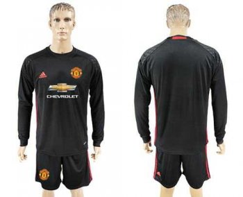 Manchester United Blank Black Goalkeeper Long Sleeves Soccer Club Jersey