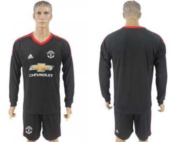 Manchester United Blank Black Goalkeeper Long Sleeves Soccer Club Jersey