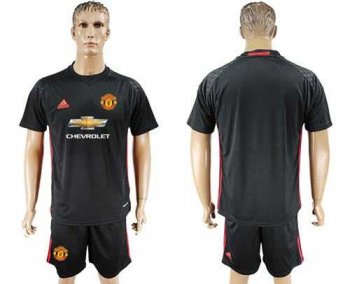 Manchester United Blank Black Goalkeeper Soccer Club Jersey